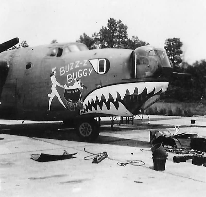 B-24J 42-109967 of the 308th Bomb Group, 374th Bomb Squadron „Buzz Z Buggy” nose art