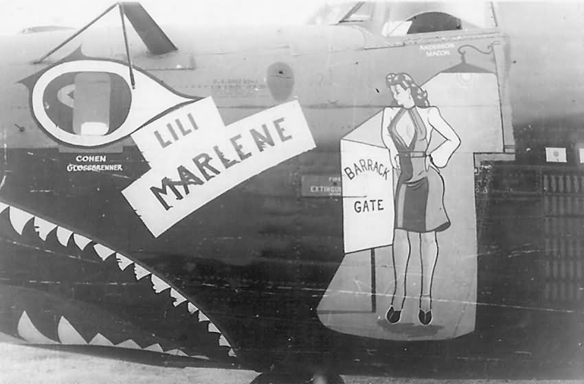 B-24J Liberator 42-73494 „Lili Marlene” of the 308th Bomb Group 375th BS nose art