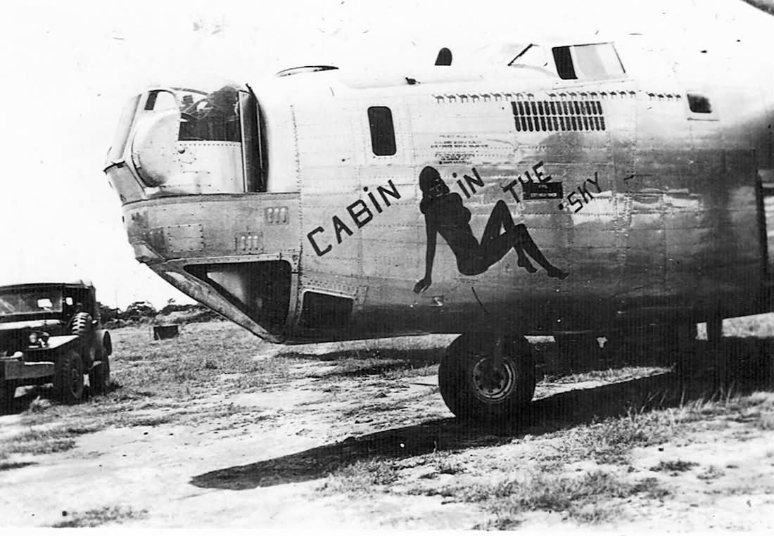B-24J 44-40811 Nose Art Cabin in the Sky 10th Air Force, 7th Bomb Group, 492nd Bomb Squadron
