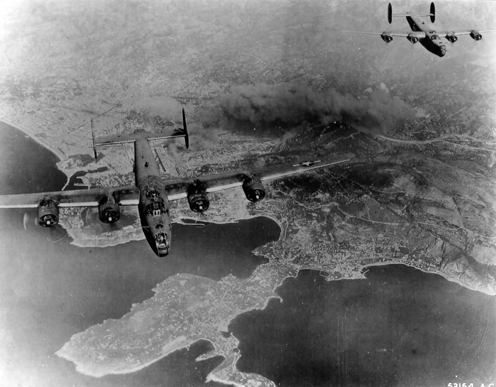 B-24 Liberators of the 15th AAF returning to their base after attack on the railroad yards at Nice France on 26 May 1944