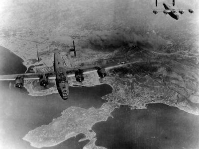 B-24 Liberators of the 15th AAF returning to their base after attack on the railroad yards at Nice France on 26 May 1944