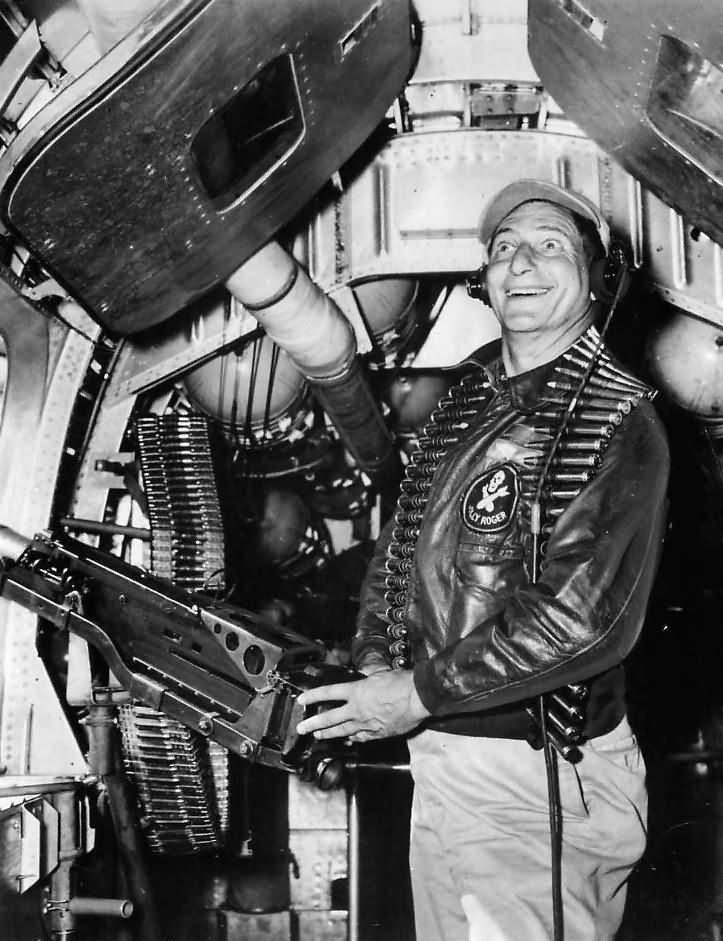 Clown Prince of Baseball Al Schacht in 90th BG Jolly Rogers B-24 1945