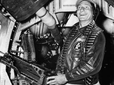 Clown Prince of Baseball Al Schacht in 90th BG Jolly Rogers B-24 1945