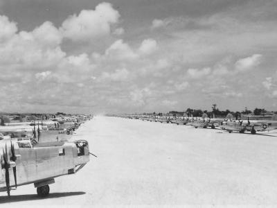 Okinawa – rows of B-24 Liberator bombers from 90th Bomb Group