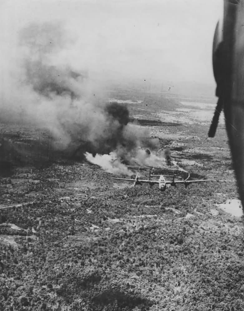 RAF B-24 Liberators Attacking Railway Na Nien Vietnam 1945