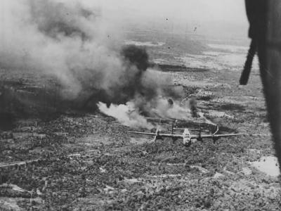 RAF B-24 Liberators Attacking Railway Na Nien Vietnam 1945
