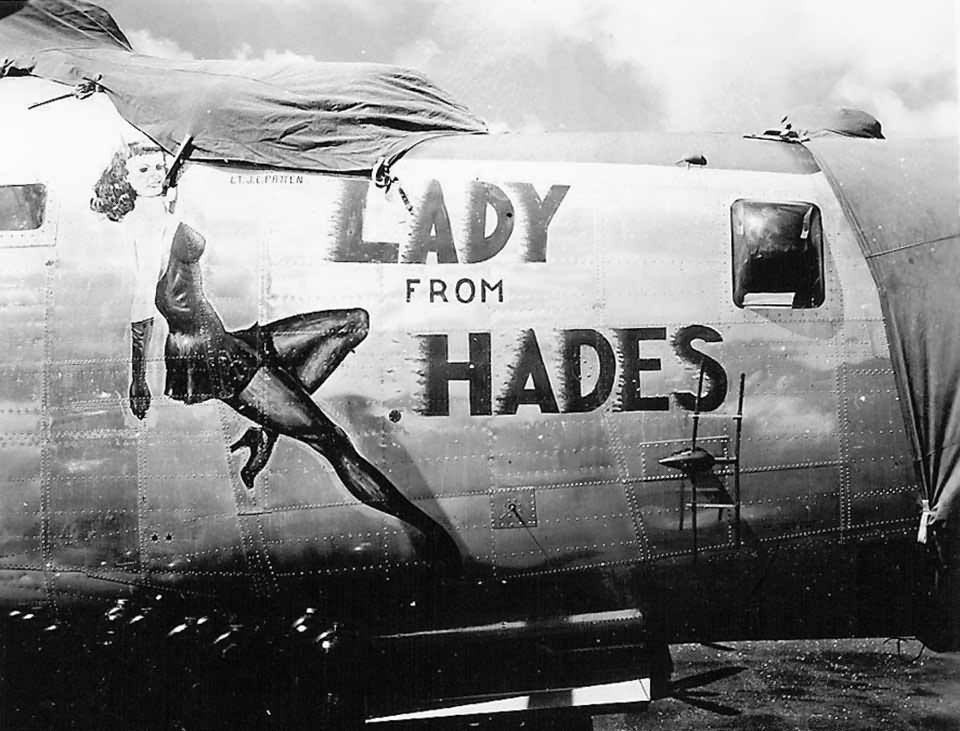 B-24 Liberator Bomber Lady From Hades Nose Art 11th Bomb Group, 26th Bomb Squadron
