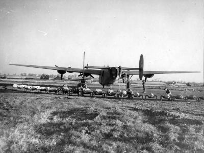 44th BG B-24 Liberator Preparing to Load Bombs England