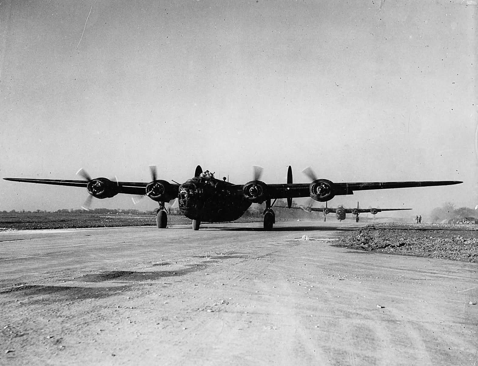 44th BG B-24D Liberators Taxiing at Airfield in England