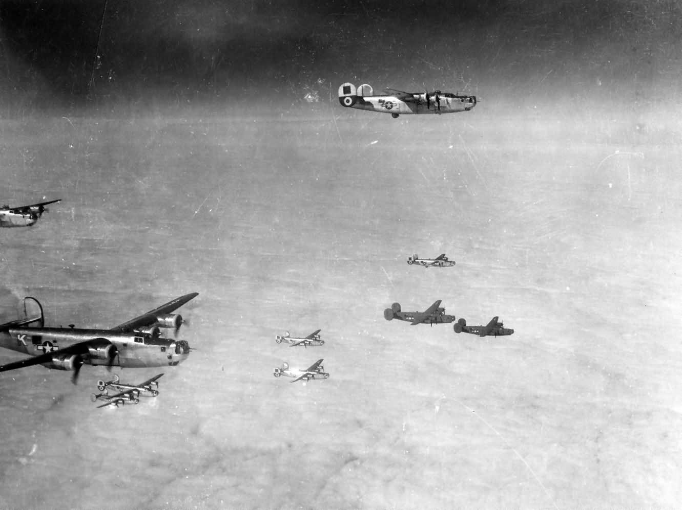460th Bomb Group 760th BS B-24 Liberators in formation