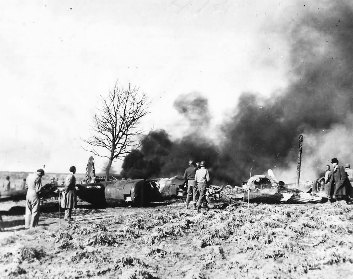 5th Army Troops Examine Wreck of B-24 Downed near Nettuno March 1944