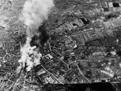 7 April 1945 – a B-24 of the 67th BS, 44th Bomb Goup leaves Neumunster Germany