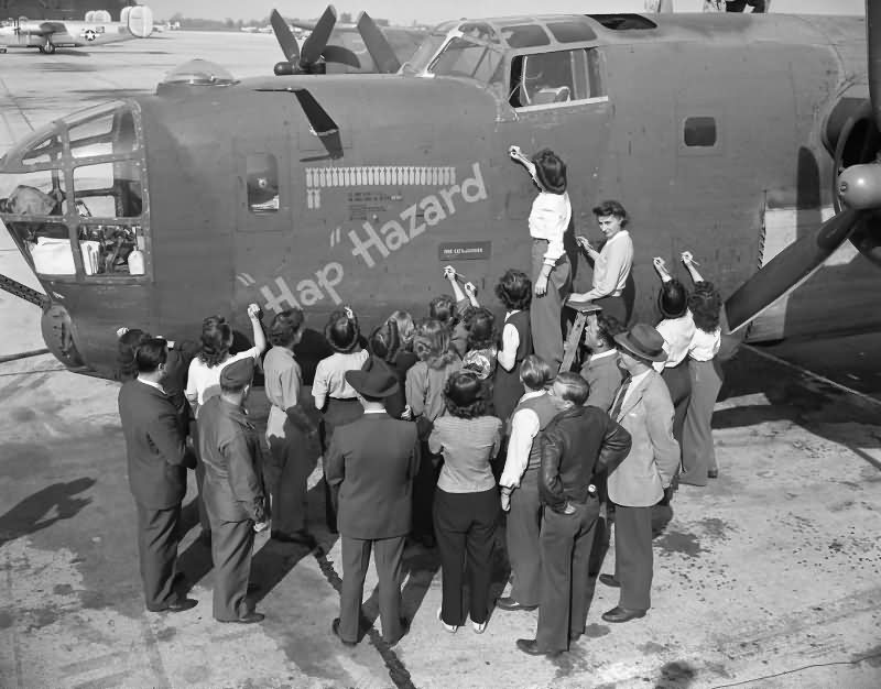 B-24H Liberator nose art Hap Hazard