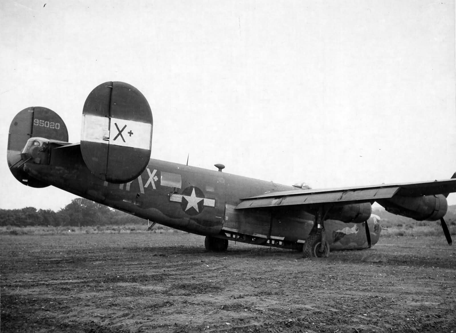 B-24H serial 42-95020 code MK-X+ of the 701st BS 445th BG 13 July 1944