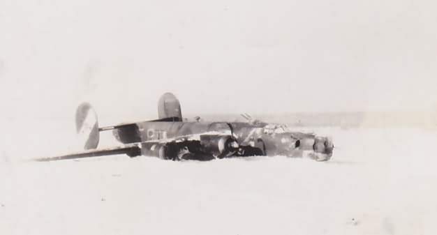 B-24 Liberator crashed in snow, 1945