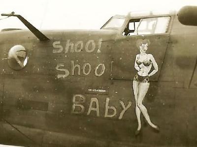 B-24 Liberator nose art Shoo Shoo Shoo Baby 493rd Bomb Group, 862nd Bomb Squadron