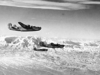 B-24J Liberators over the Alps Austria January 1945 451st Bomb Group