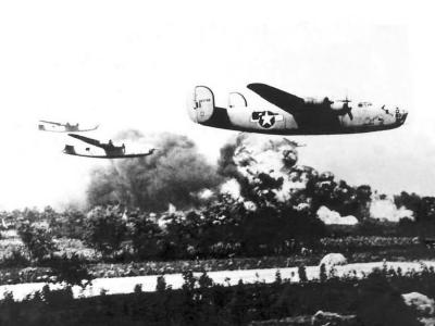 B-24 Liberators Low Level Bomb Run Ploesti Mission 1943