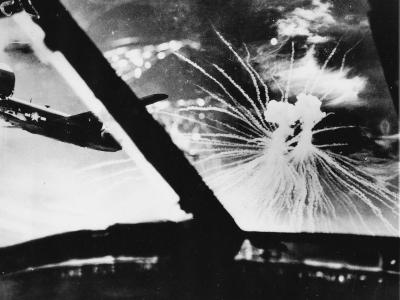USAAF B-24 Liberator over Japan struck down by Japanese Phoshphorus Bomb