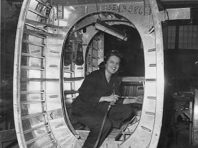 Woman Ordnance Worker on B-24 Libeartor 1944