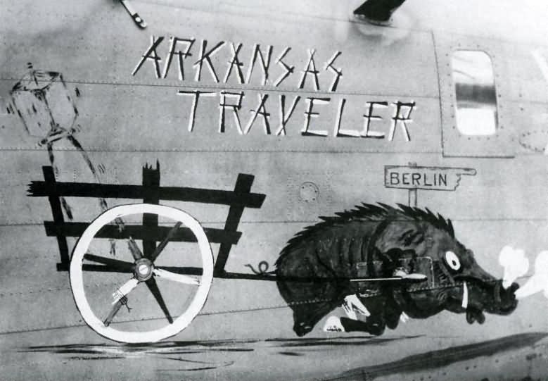 B-24 Liberator nose art Arkansas Traveler 98th Bomb Group 343rd Bomb Squadron
