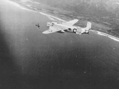 B-25J Mitchell 77th BS Being Attacked by Japanese Fighter