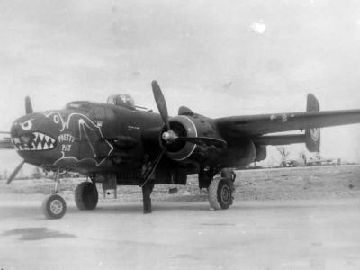 B-25J 43-36198 Strafer Pretty Pat nose art 499 BS