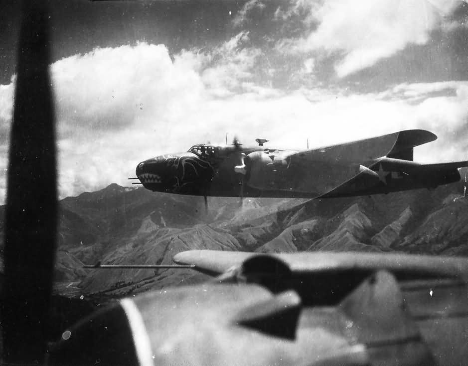 B-25 New Guinea Bat Outa Hell Bombers On Way To Target 1944