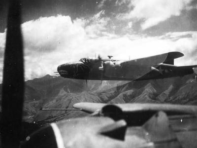 B-25 New Guinea Bat Outa Hell Bombers On Way To Target 1944