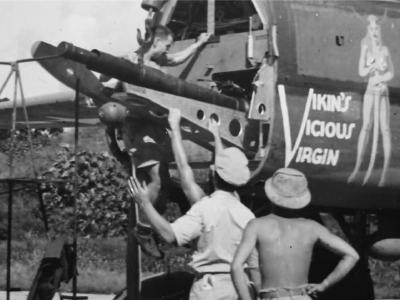 B-25H Mitchell of the 12th BG, 82nd BS, 43-4208, „Vikin’s Vicious Virgin” Nose Art cannon CBI