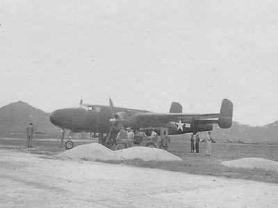 North American B-25 Mitchell Parked On Pacific Airfield