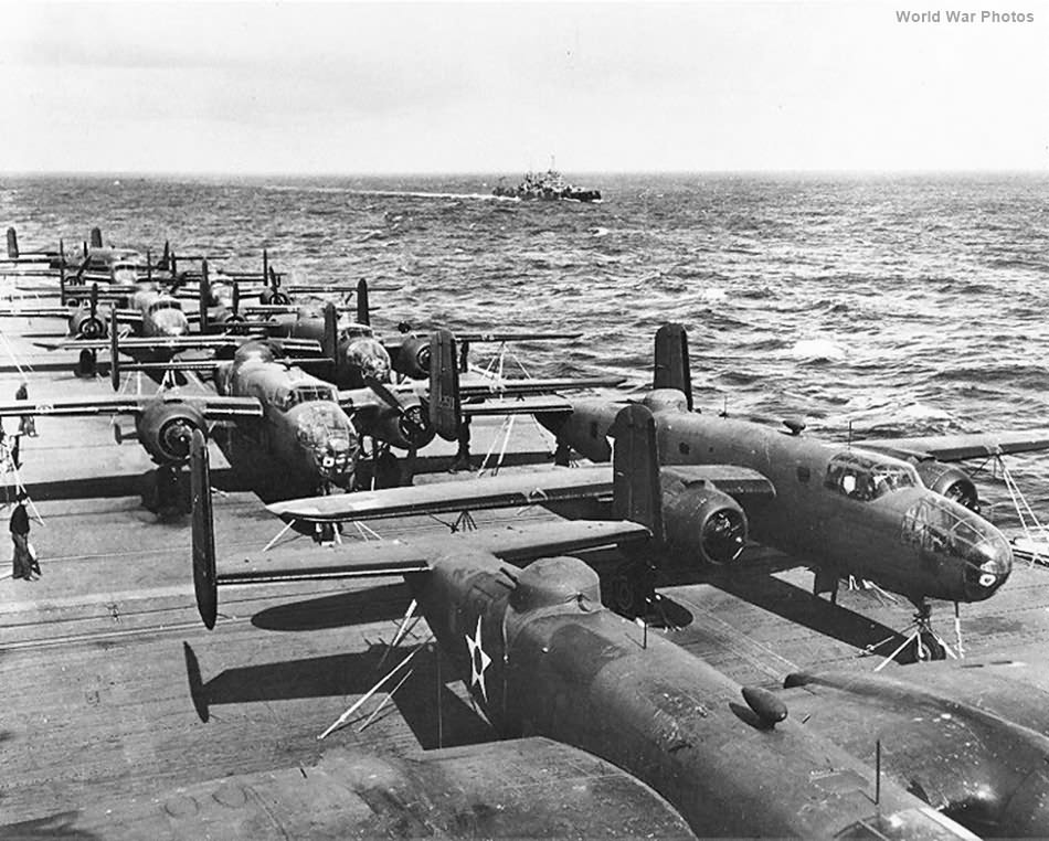 Mitchells aboard USS Hornet