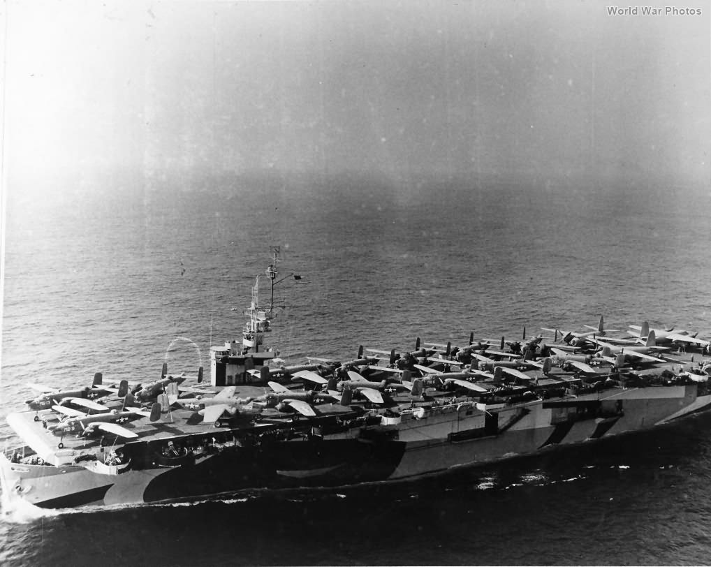 USS Manila Bay en route from San Diego with 14 PBJ-1D of VMB-611