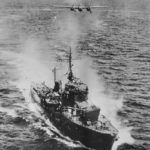 B-25 of 38th BG attacks Japanese Destroyer Akishimo Ormoc Bay