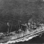 B-25 of 38th Bomb Group over Japanese Ship in Ormoc Bay 1945