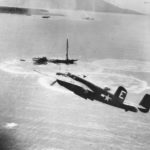 B-25 of the 3rd BG, 8th BS bombs Japanese Ship in Hansa Bay 1944