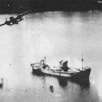 B-25 of 5th AF blasts Japanese freighter off the Northern coast of New Guinea 1944