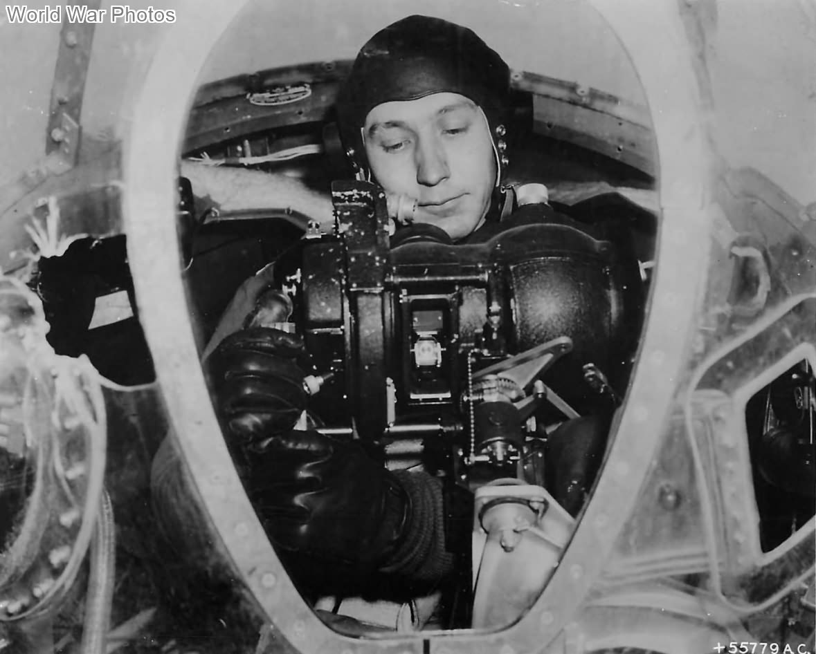 9th AF bombardier in B-26 with Norden bombsight