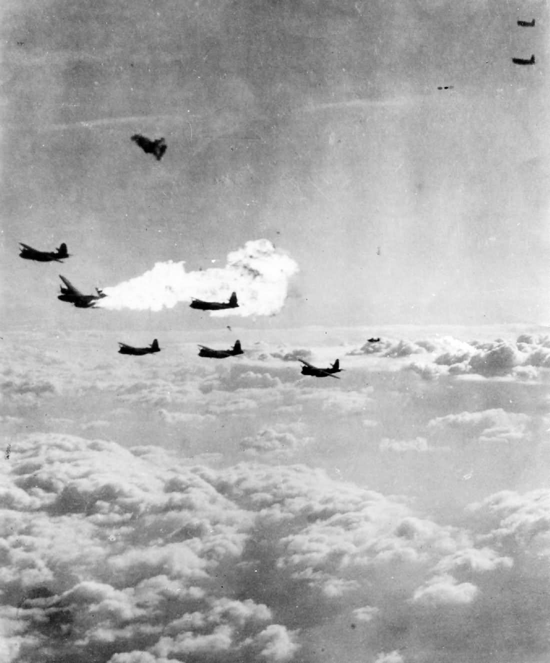 B-26 Marauder Bomber Hit By Flak over France 9th Air Force