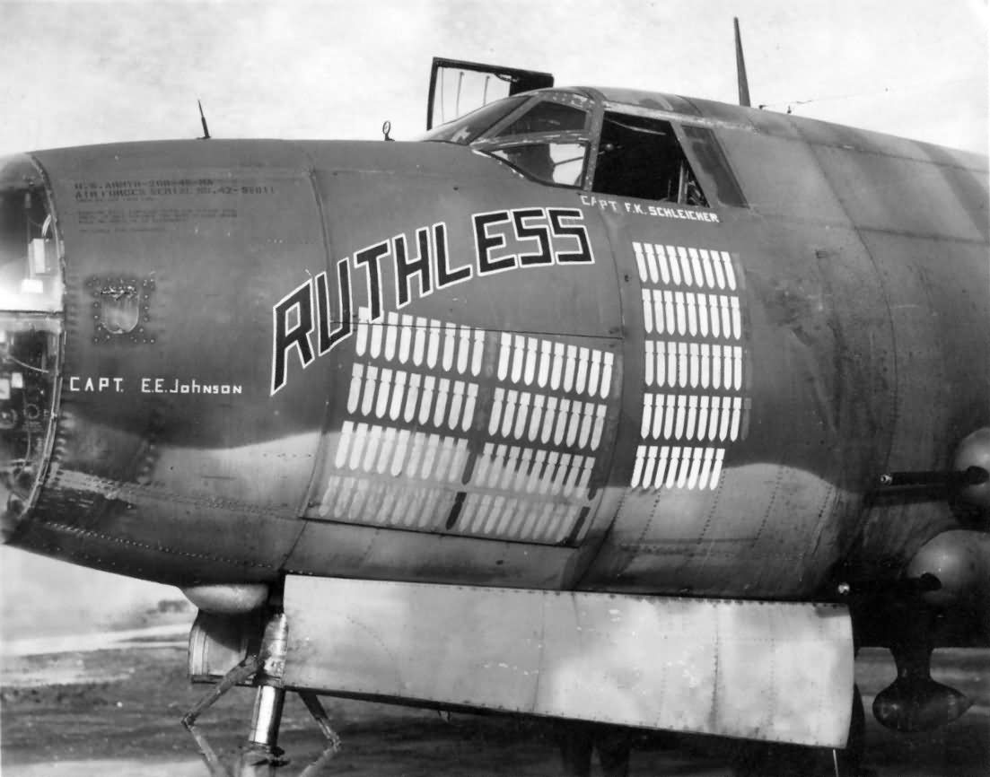 B-26 Marauder Bomber Ruthless Nose Art 391st Bomb Group 9th Air Force 2
