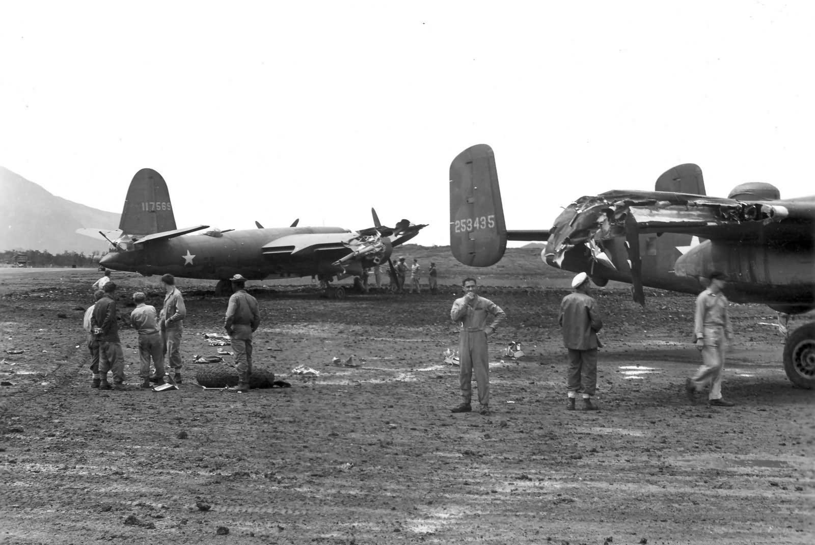 B-26 and B-25 ground collision at New Caledonia in the South Pacific March 11 1943
