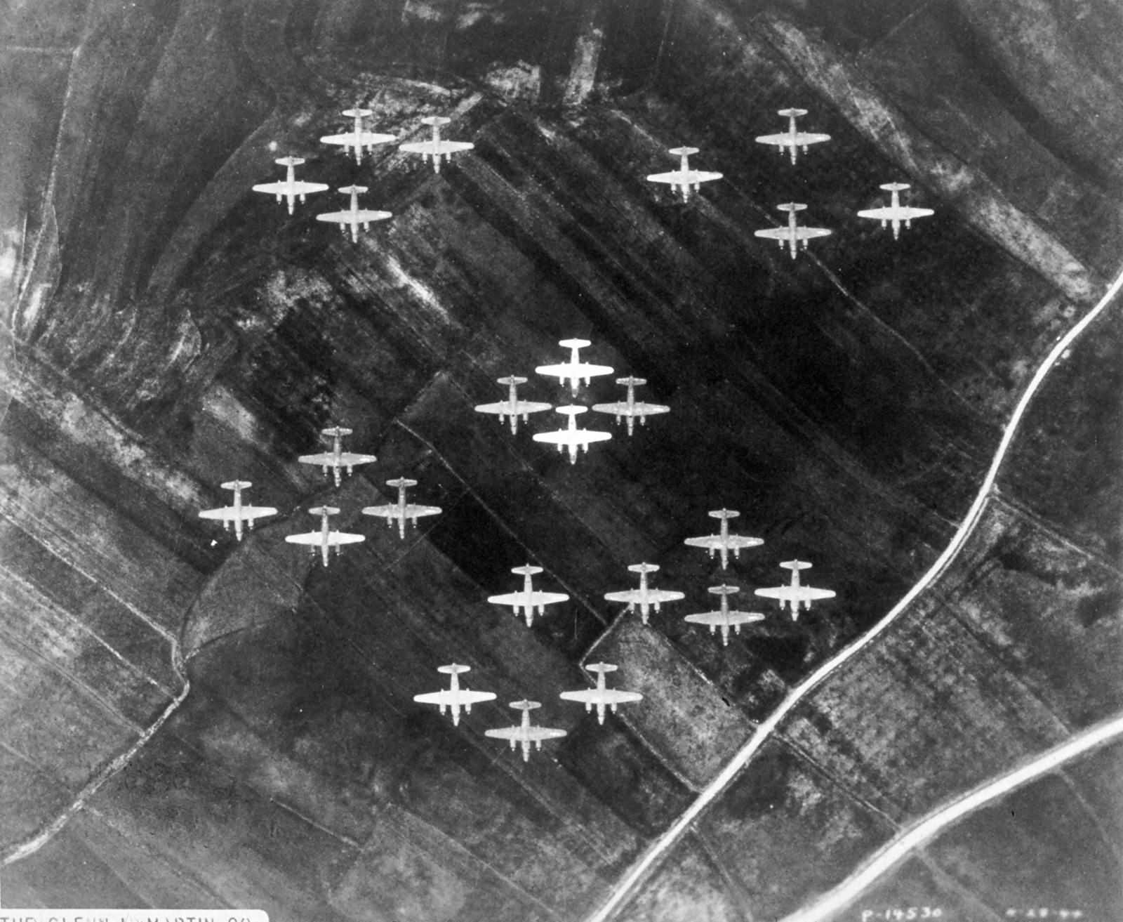 Martin B-26 Marauder bombers formation