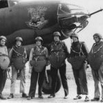 Crew in flak armour by Marauder 41-34692 „Mr. Fala” of 454th BS, 323rd Bomb Group