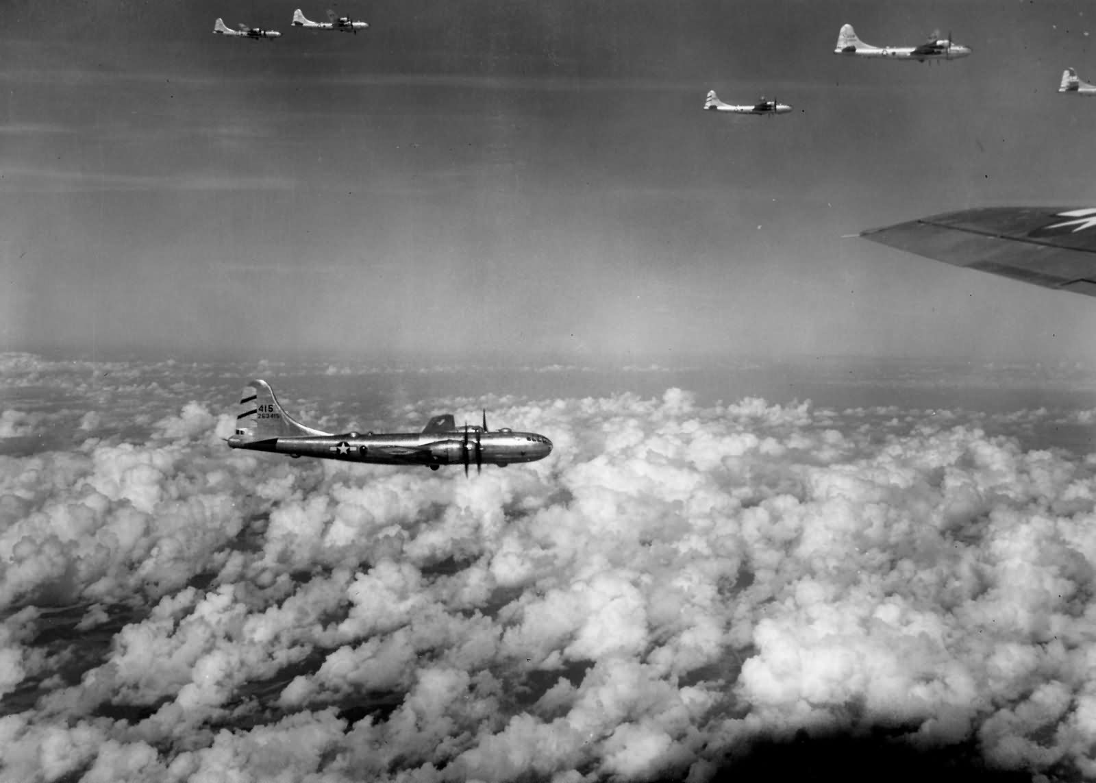 468th bomb group B-29 Superfortress Formation over Rangoon Burma November 1944