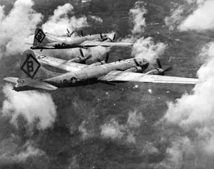 B-29 bombers of the 16th Bomb Group in flight
