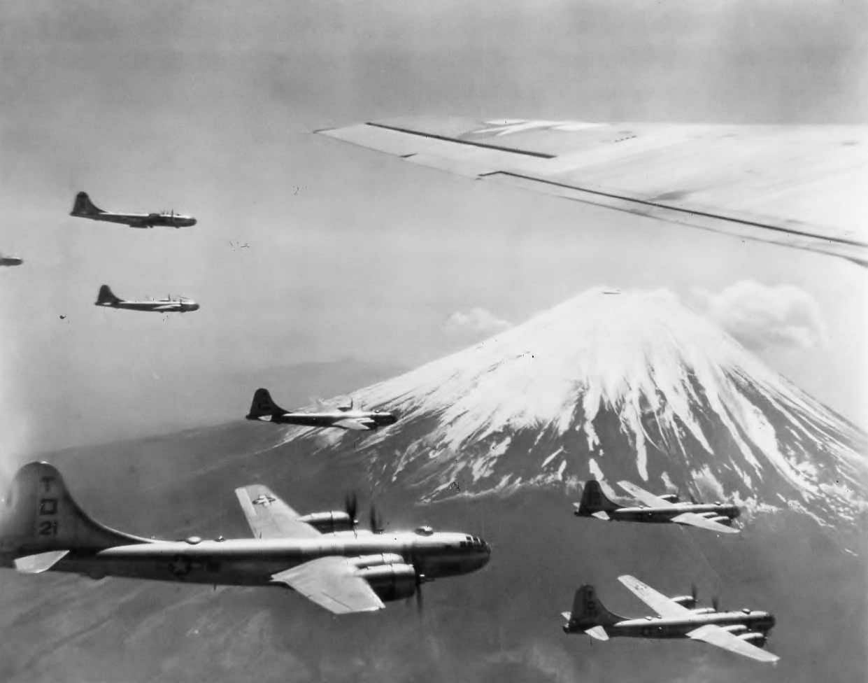 Boeing B-29 498th Bomb Group Bombers Flying Over Mount Fuji Japan