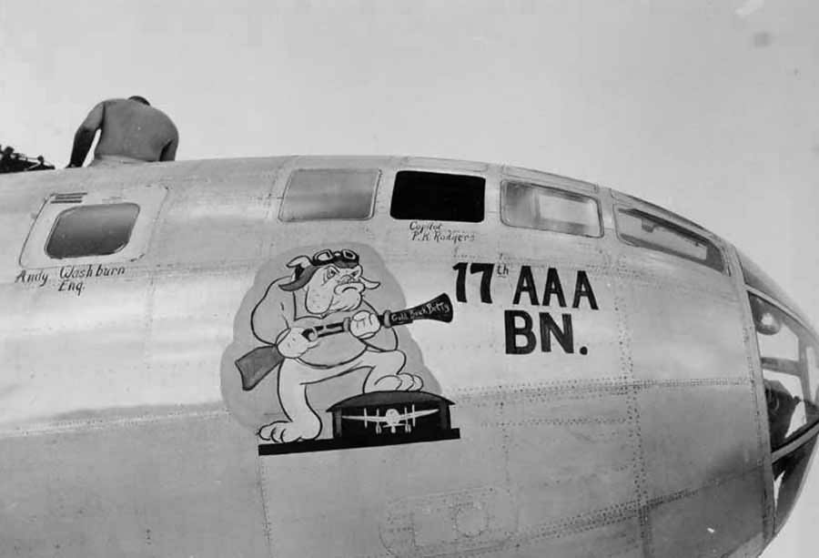 Boeing B-29 Superfortress Nose Art 17th Aaa Bn. Bull Dog