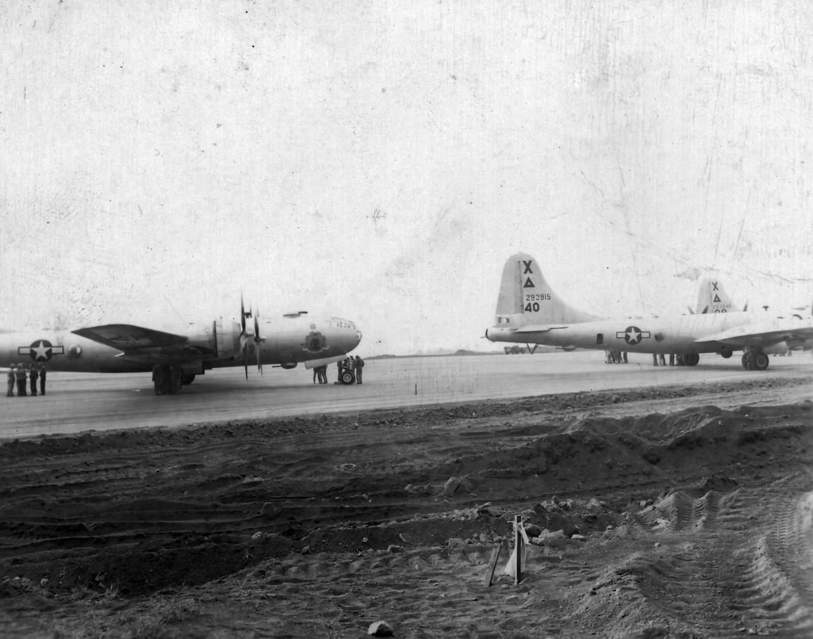 B-29 Superfortress bombers from 9th Bomb Group on Iwo Jima 1945