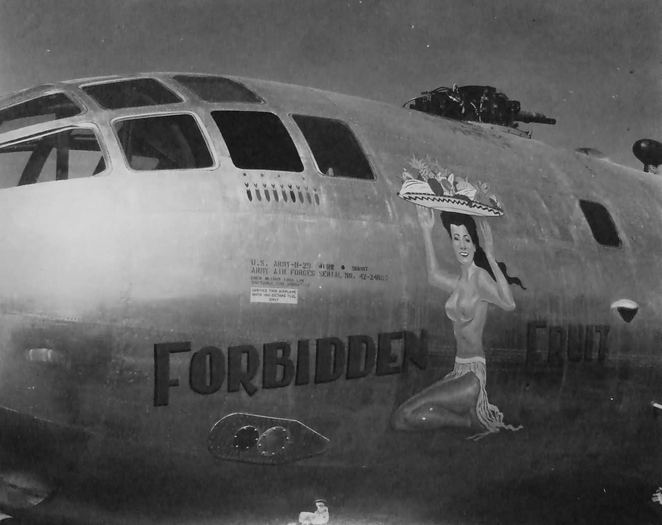 B-29 bomber 498th bomb group 875th squadron FORBIDDEN FRUIT 42-24607 Tinian 1945
