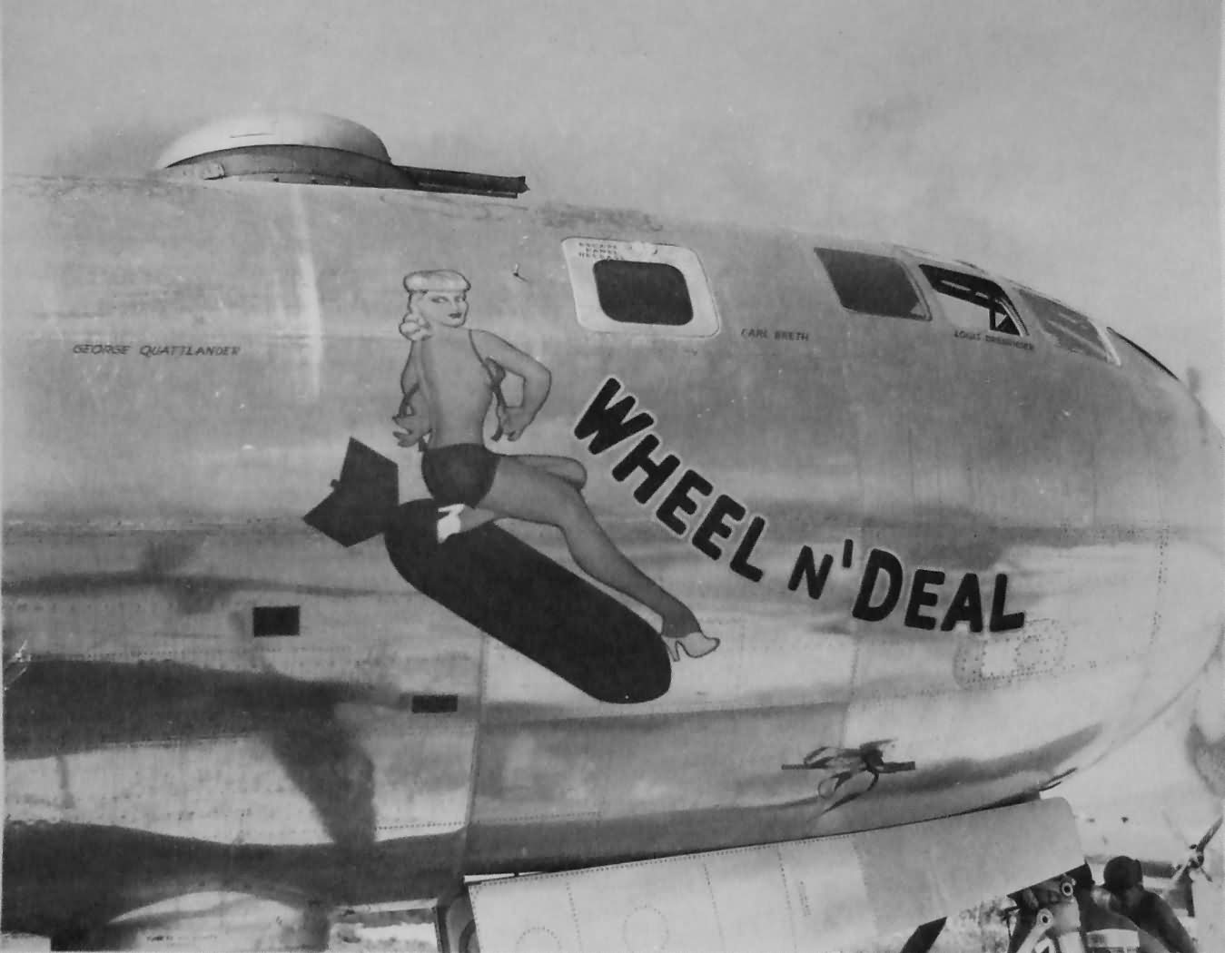 B-29 Superfortress WHEEL N’ DEAL nose art 497th Bomb Group 870th Bomb Squadron